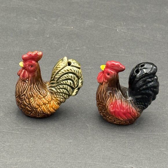 Vintage Ceramic Rooster Salt & Pepper Shakers Set  Farmhouse Rustic Country‎ - Picture 9 of 10
